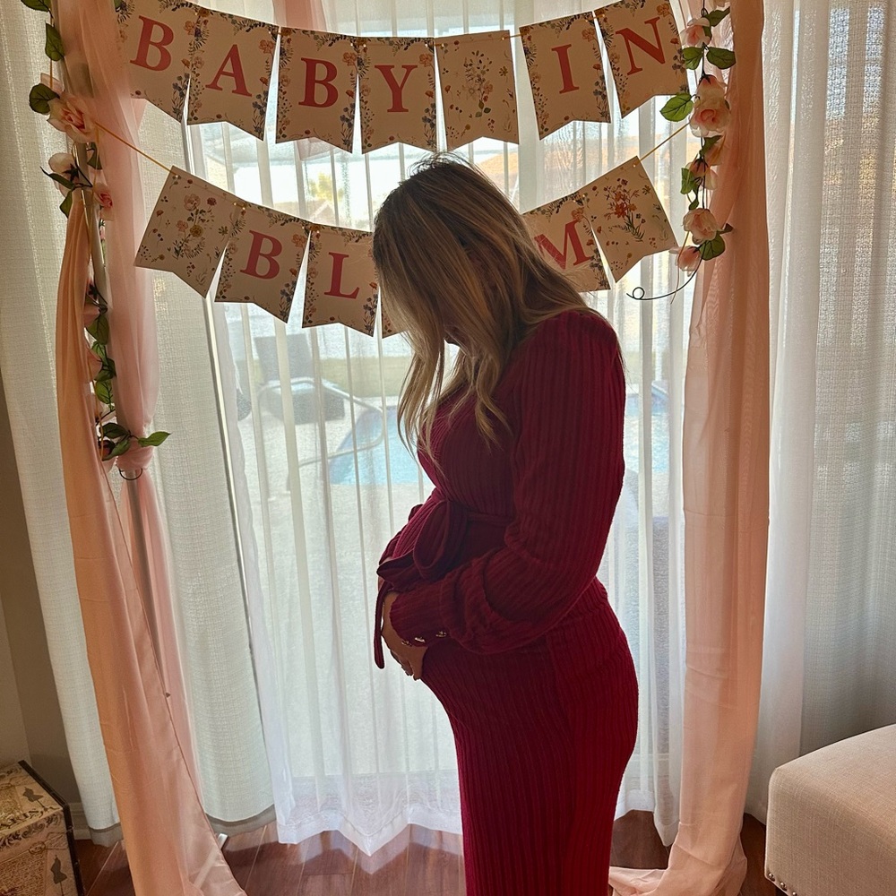 Elegant Red Maternity Dress